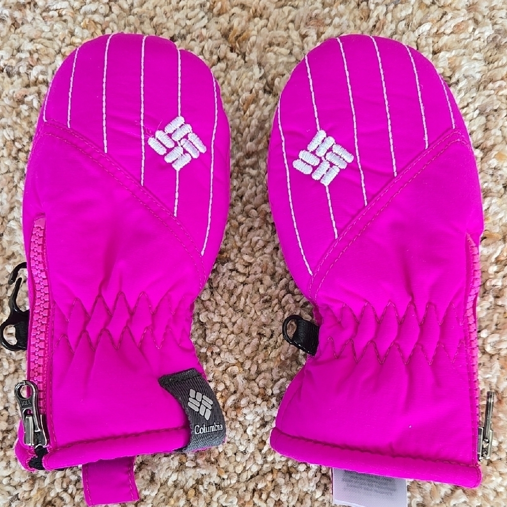 Columbia Pink Quilted Baby Mittens for Winter, Like New